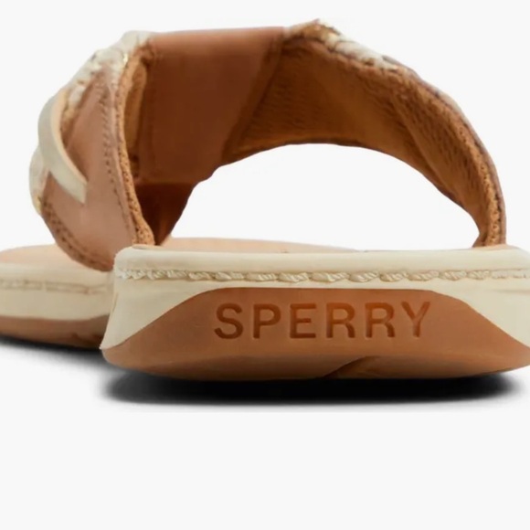 NWOT Sperry 'Parrotfish' Thong Sandal Nordstrom Sz 9M women Sahara/ Gold Leather - Picture 4 of 9